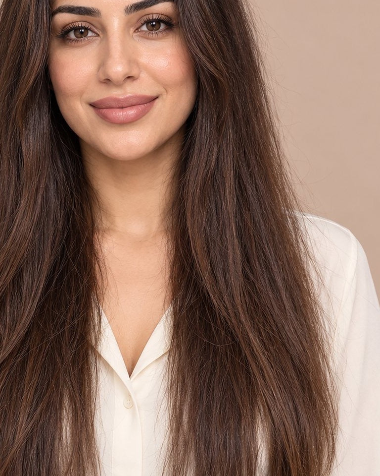 Long straight hair that falls flat